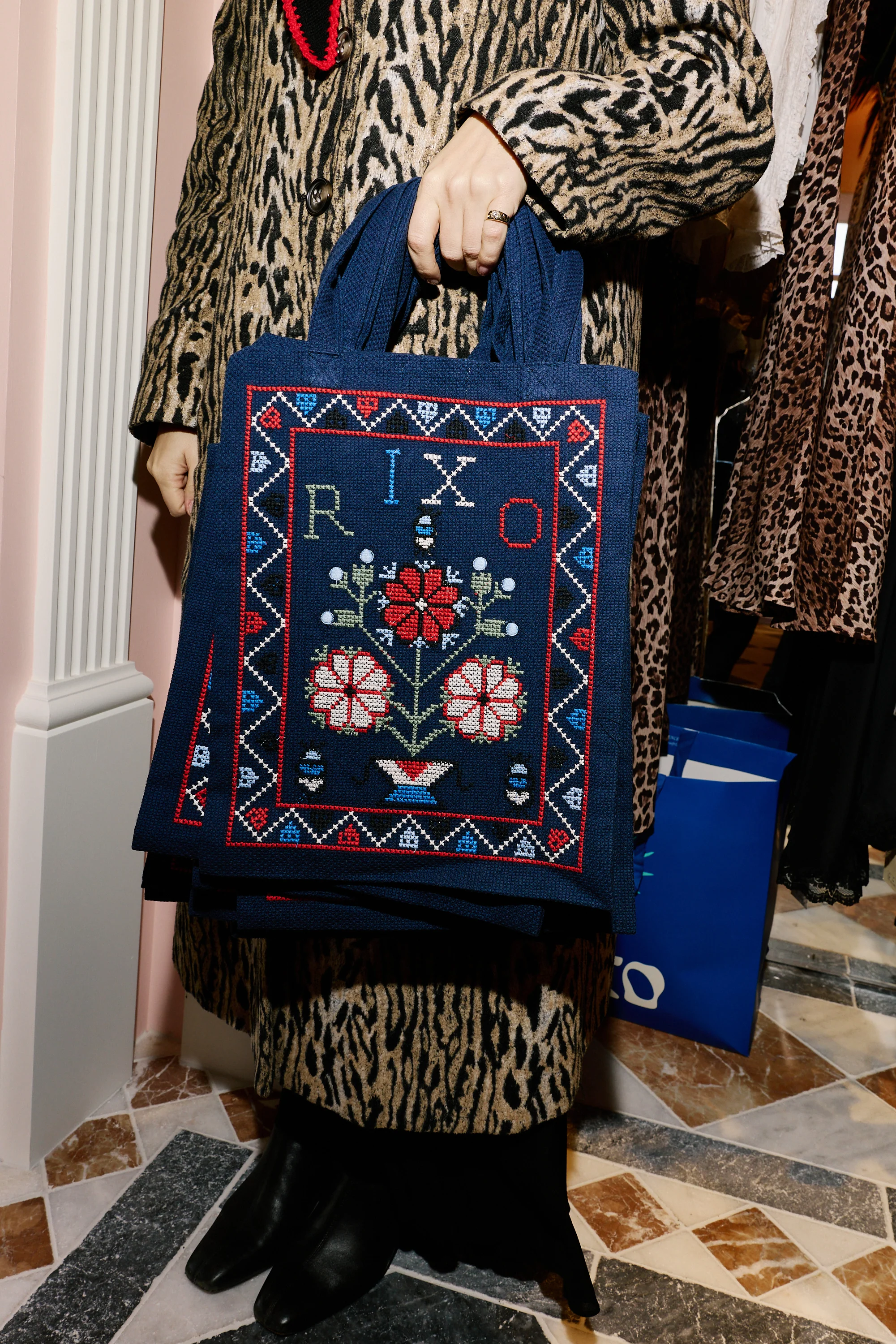 Noora - Terra Cross Stich Embroidery Navy - Image 3