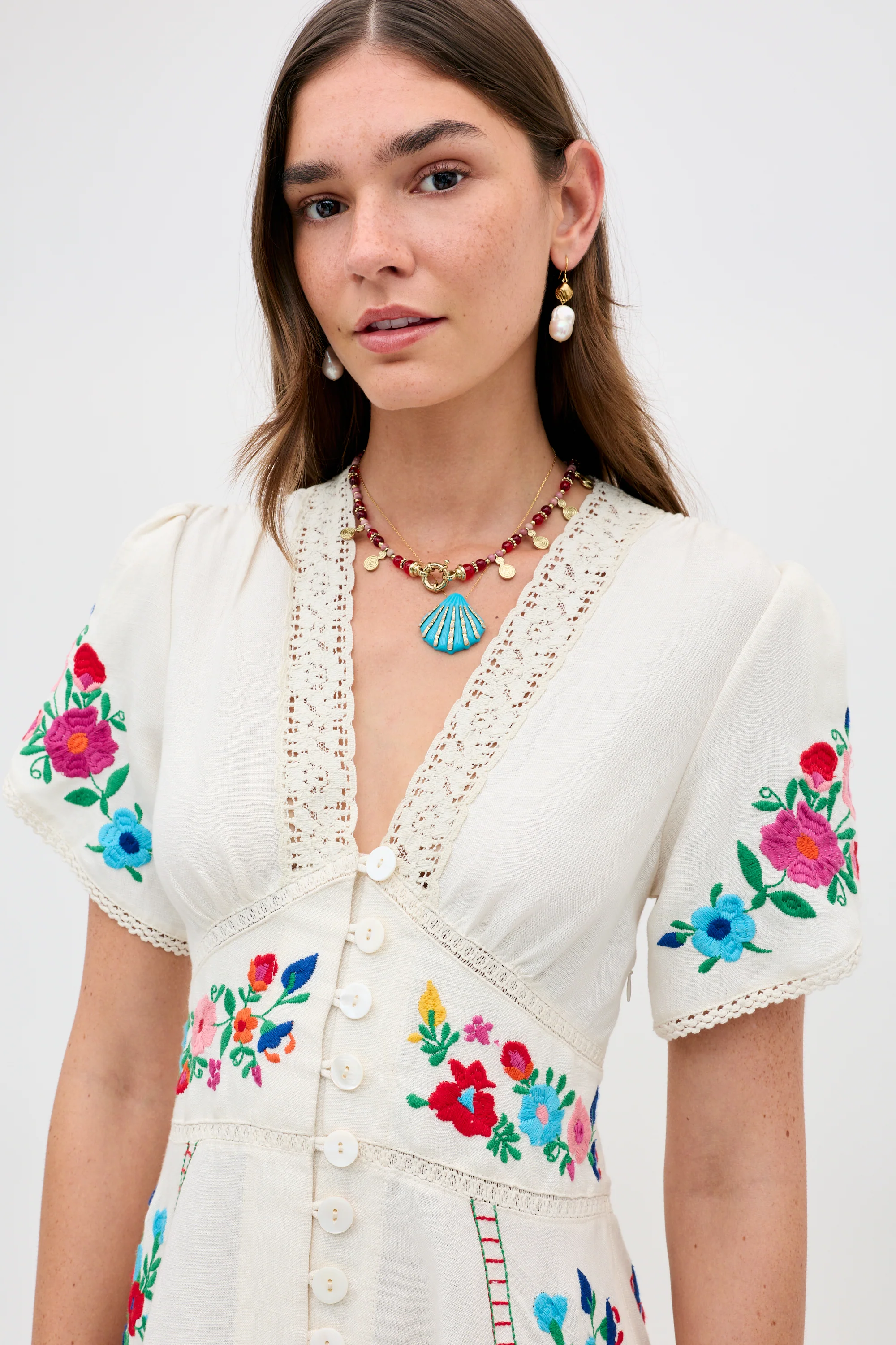 novara dress anemone embroidery cream - Image 4