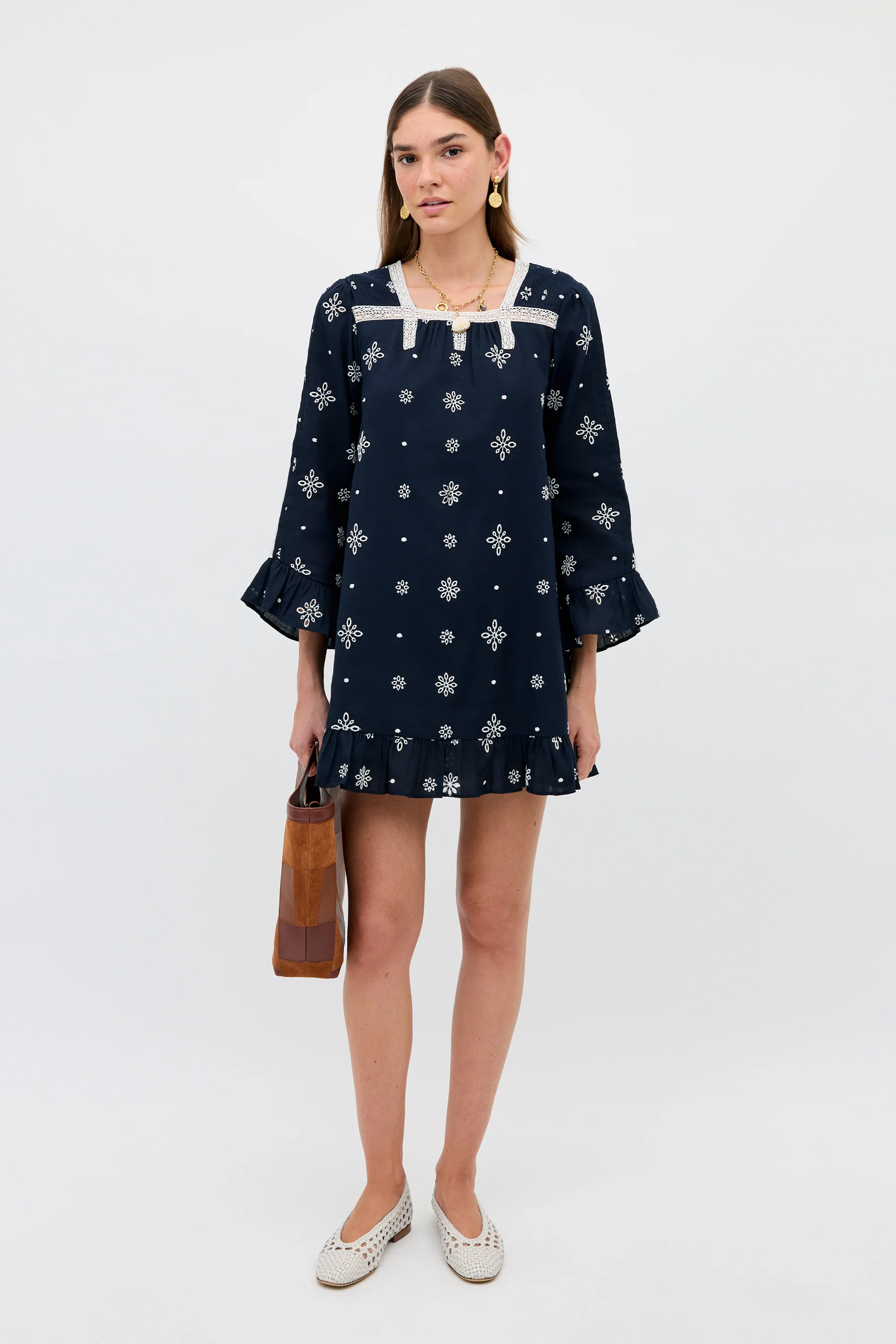 Susana - Blossom Cutwork Embroidery Navy - Image 5