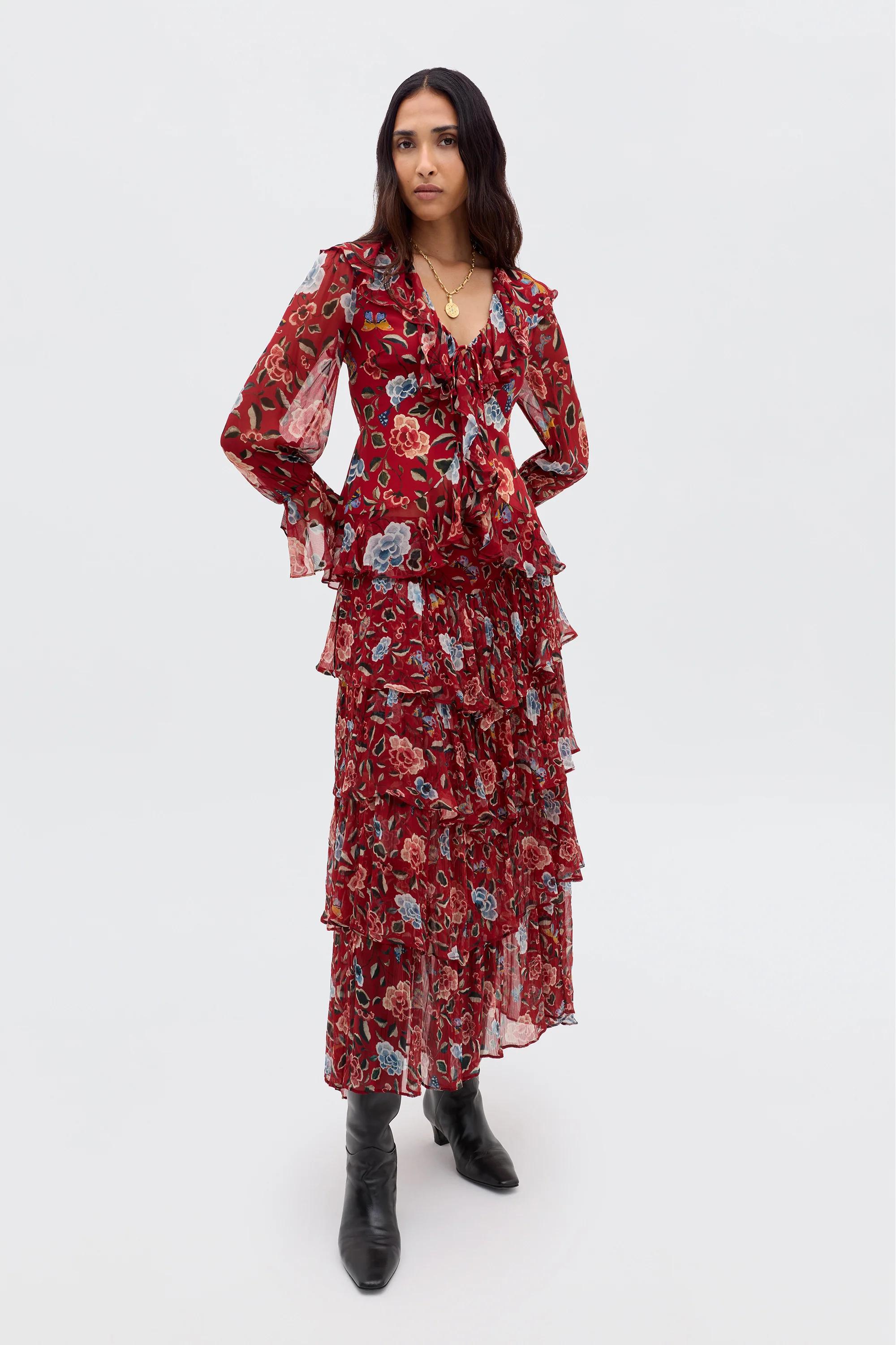 Taryn - Butterfly Floral Burgundy